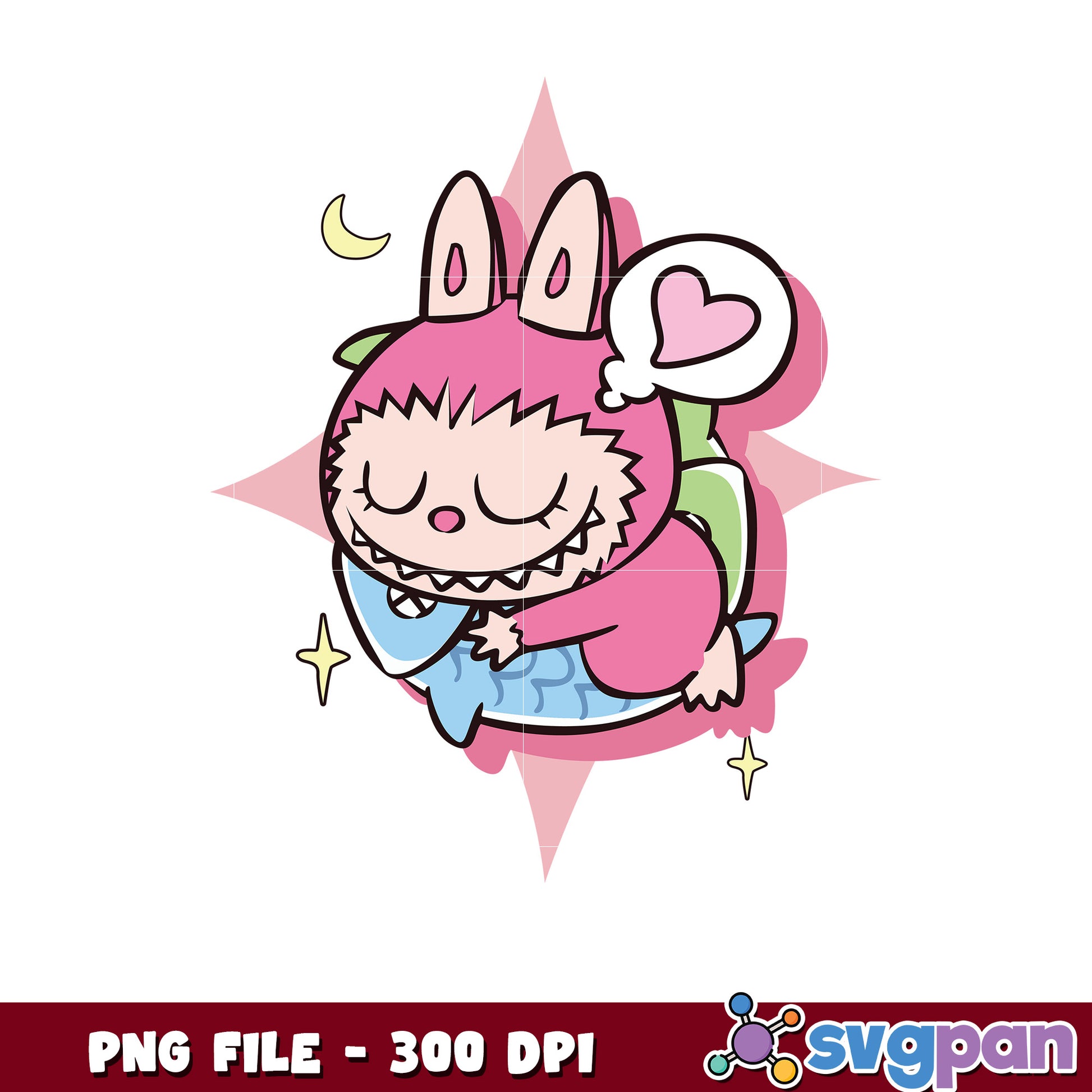 Cute Sleeping Monster PNG 300 DPI Download