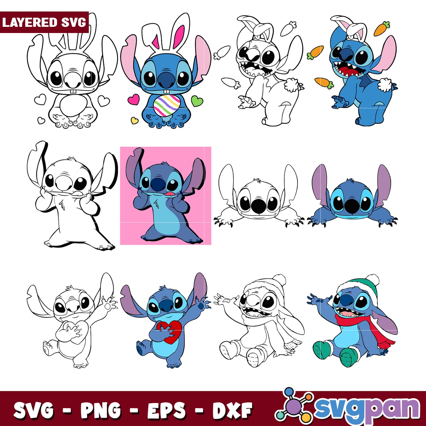 Cute Stitch Bundle SVG for Crafting Fun Projects