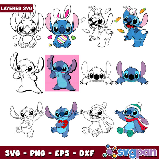 Cute Stitch Bundle SVG for Crafting Fun Projects