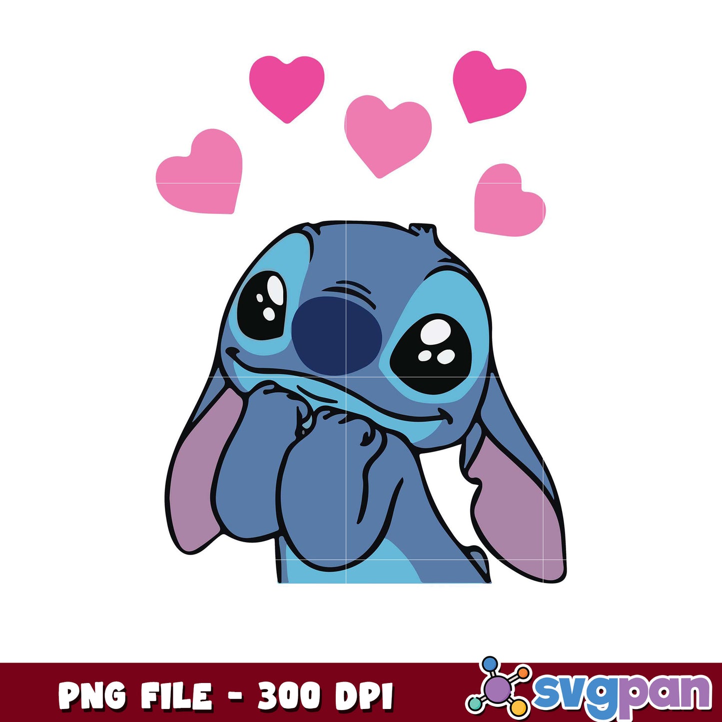 Cute Stitch Character Design, High Quality PNG File 300 DPI