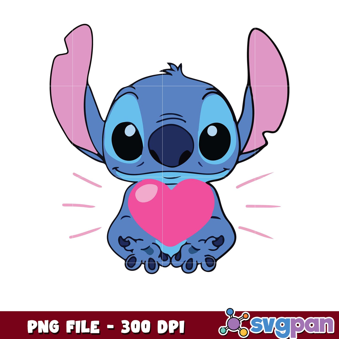 Cute Stitch Character Holding Heart PNG Download, 300 DPI File