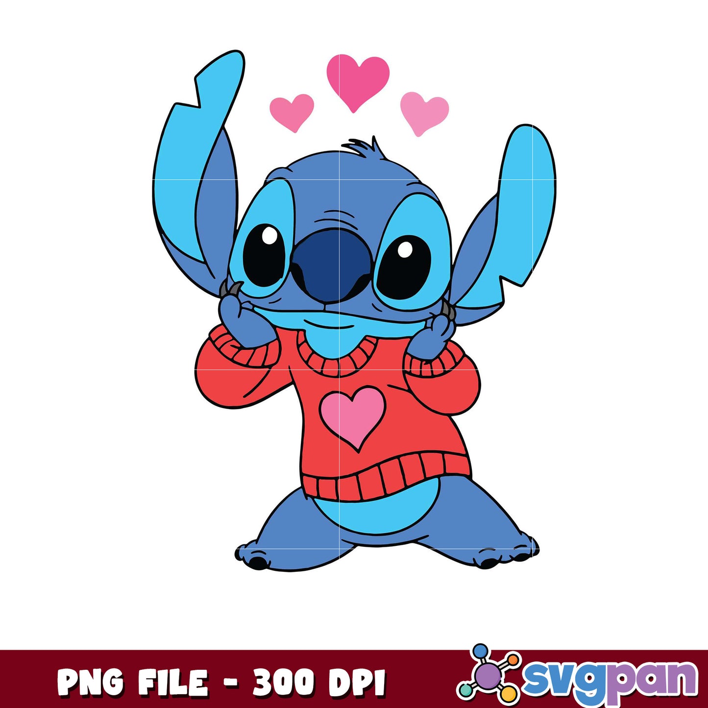 Cute Stitch Character in Sweater, High Quality PNG File