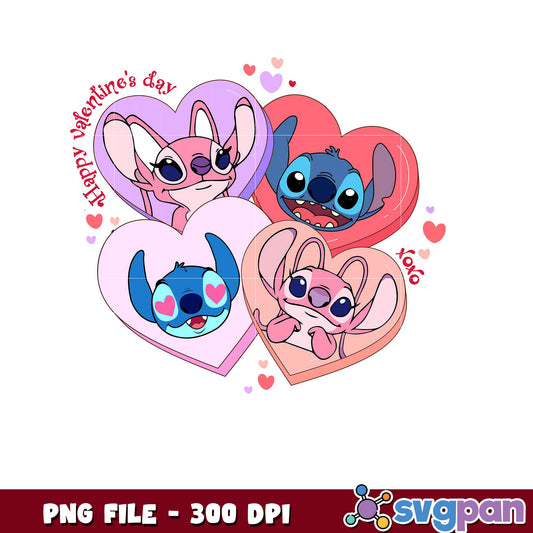 Cute Stitch Characters in Hearts, Perfect for Valentine's Day