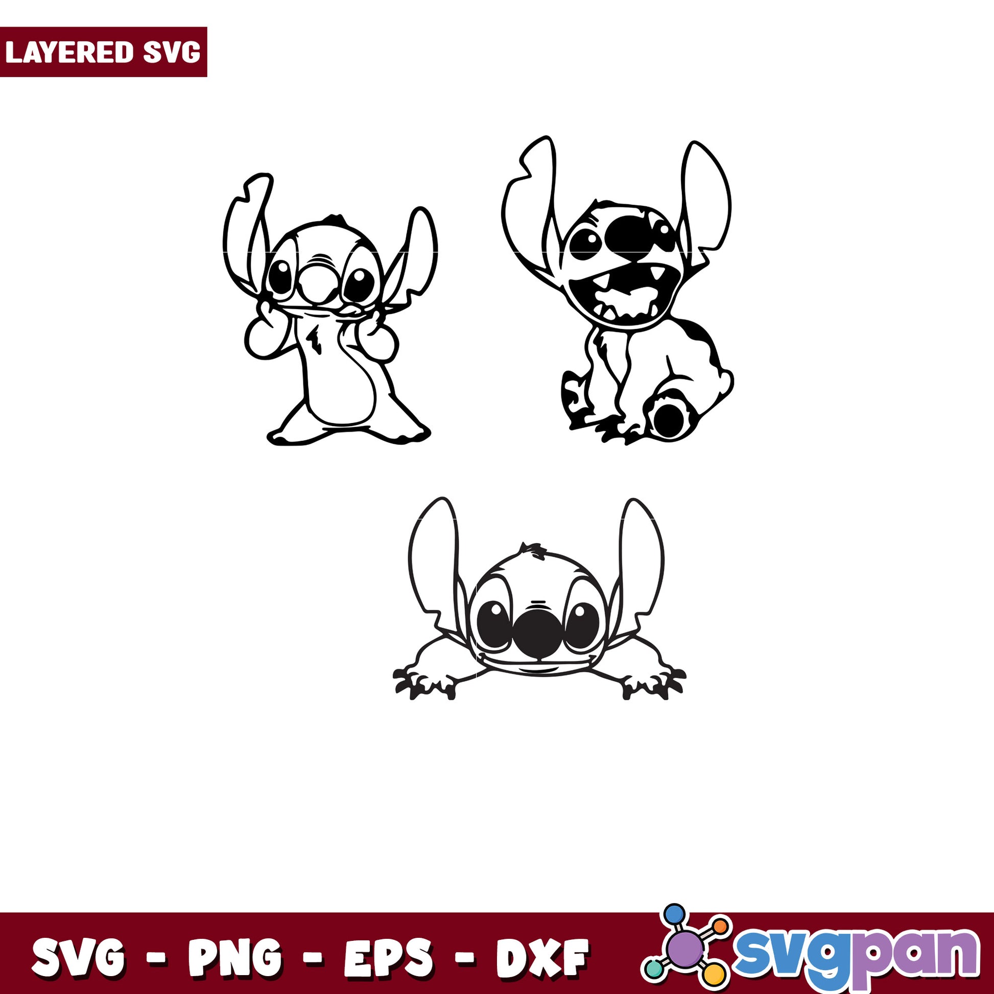 Cute Stitch Layered SVG Bundle for Crafts Design