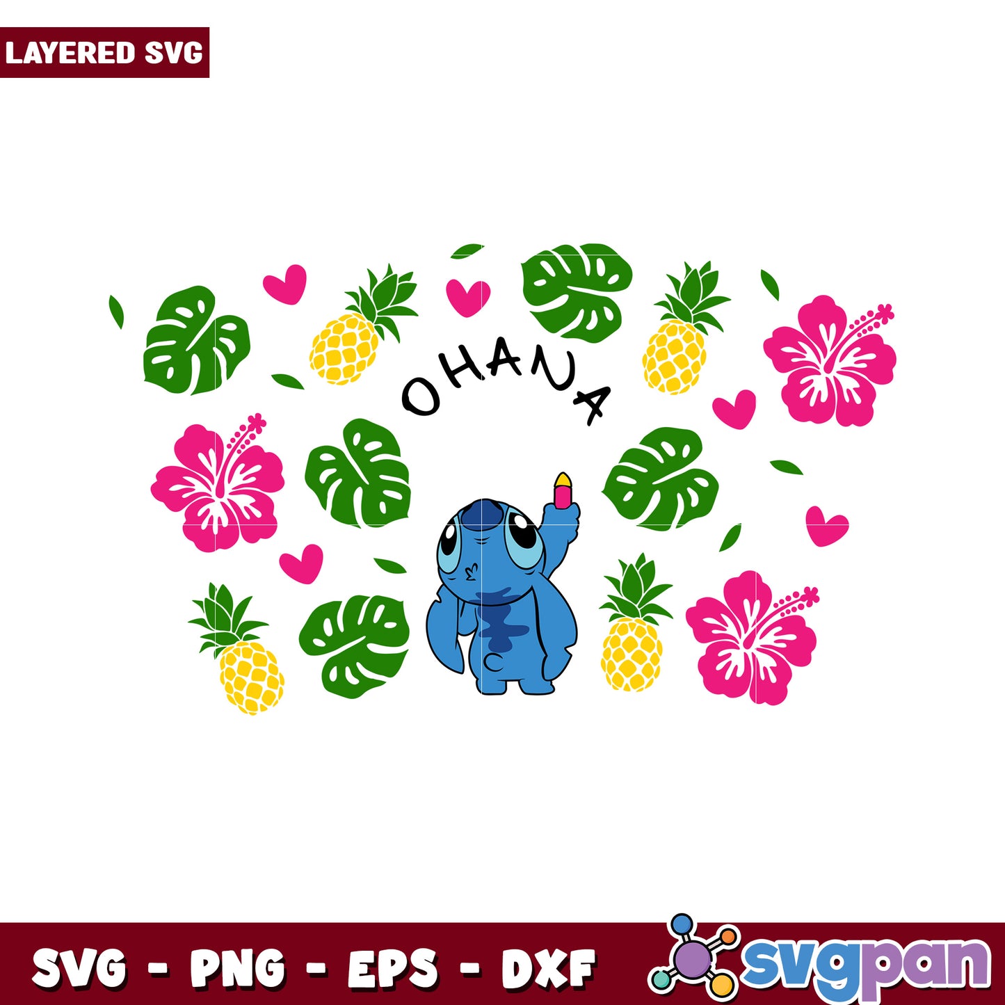 Cute Stitch Ohana SVG Design for Crafting, Perfect for T-Shirts