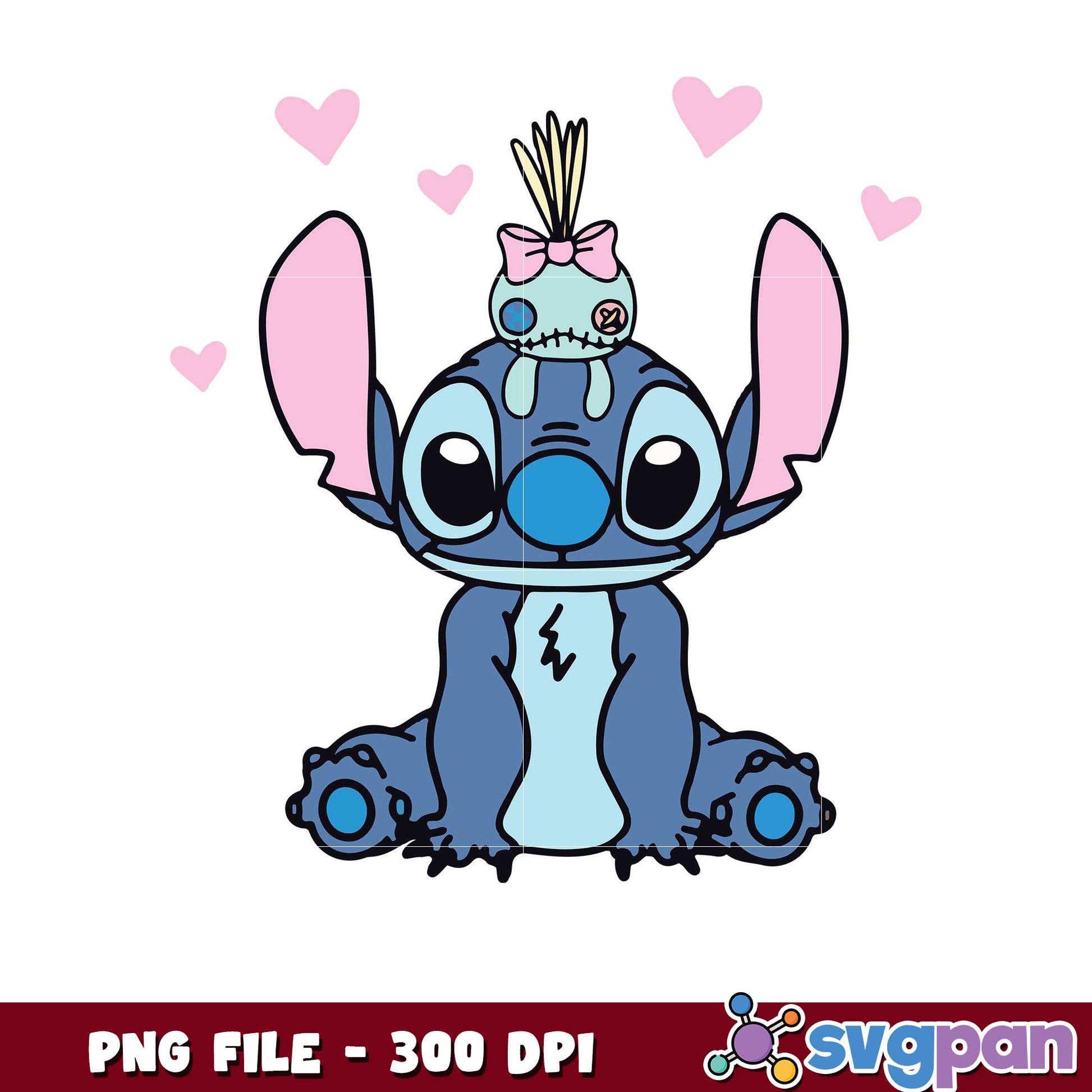 Cute Stitch PNG illustration for digital downloads, perfect for crafting projects