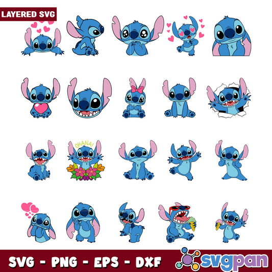 Cute Stitch SVG Bundle for Crafting and Design