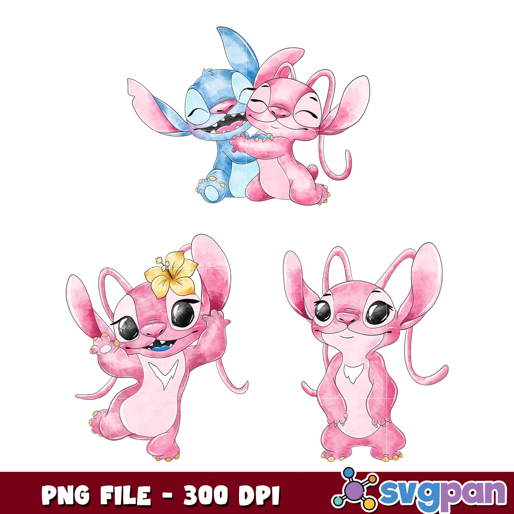 Cute Stitch & Angel Bundle PNG
