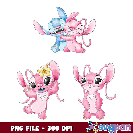 Cute Stitch & Angel Bundle PNG