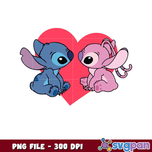 Cute Stitch and Angel PNG design for printing, perfect gift