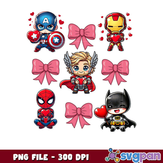 Cute Superhero PNG Clipart with Hearts, Perfect for Crafts