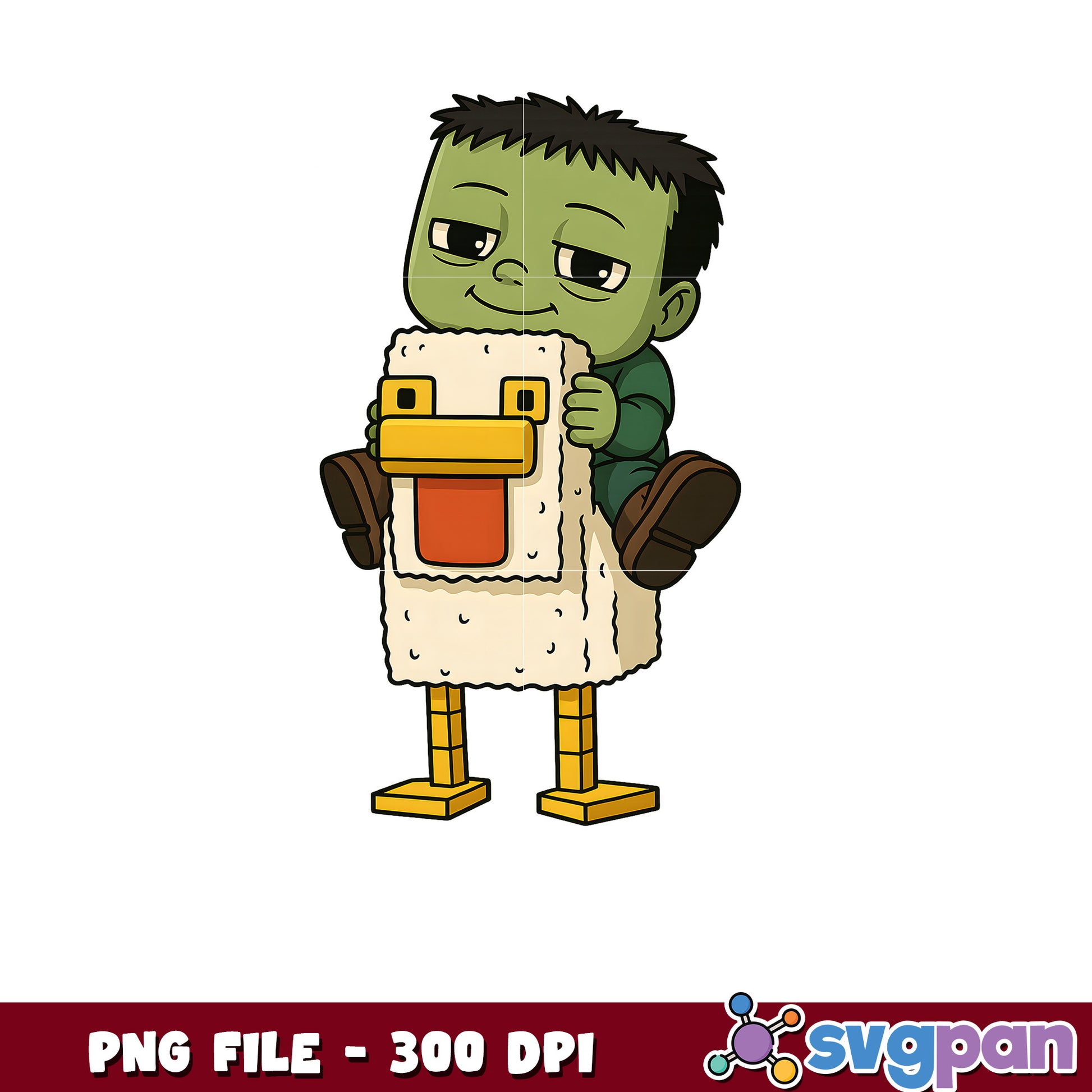 Cute Zombie Chicken Rider PNG 300 DPI