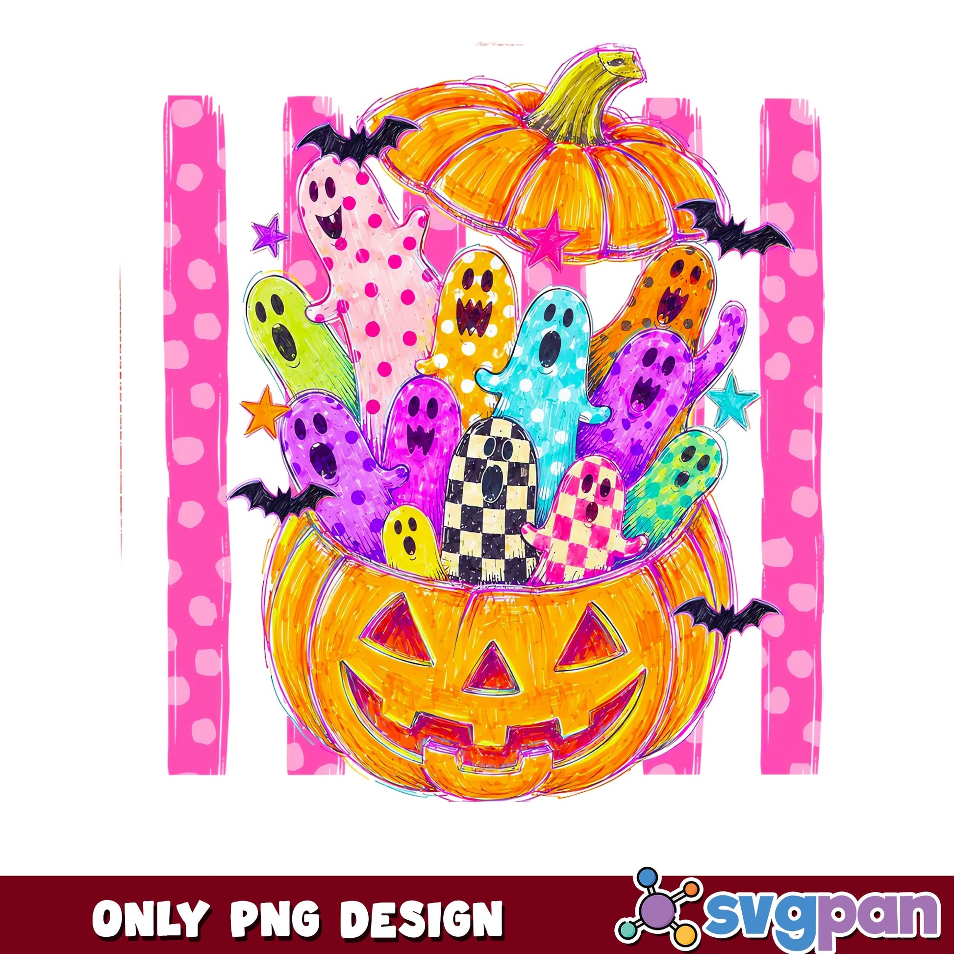 Cute Ghost Pumpkin Halloween PNG, Spooky Ghost PNG, Halloween PNG