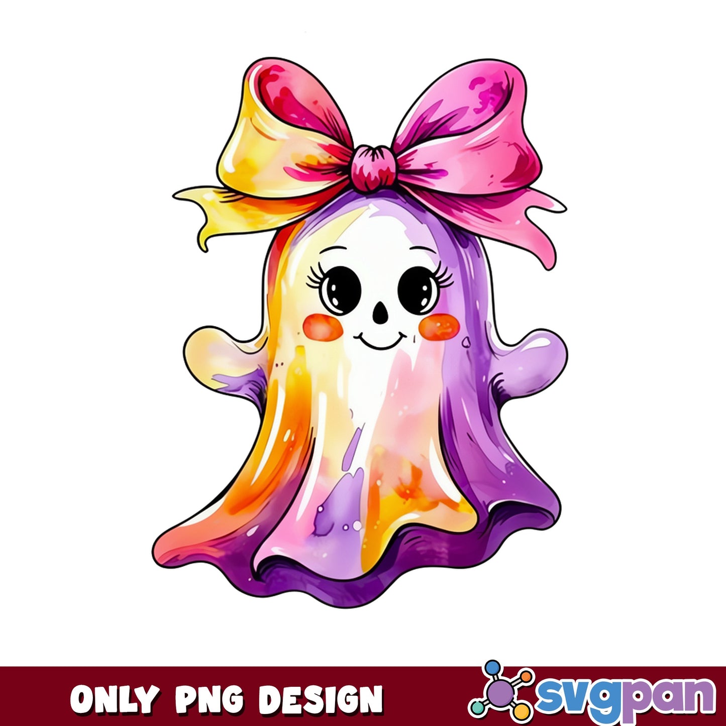 Cute Ghost With Bow Halloween PNG, Coquette Ghost PNG, Halloween PNG