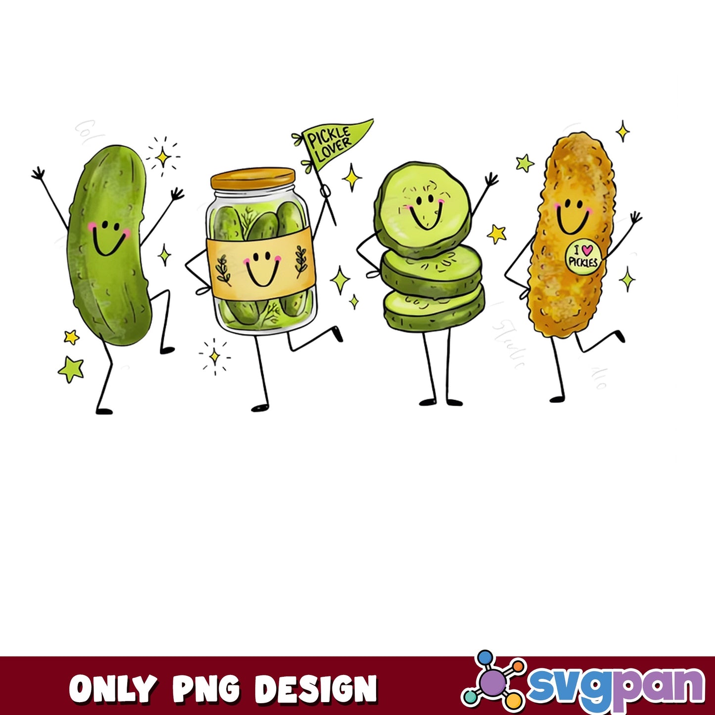 Cute Pickle Lover PNG, Funny Pickle Characters PNG, I Love Pickles PNG