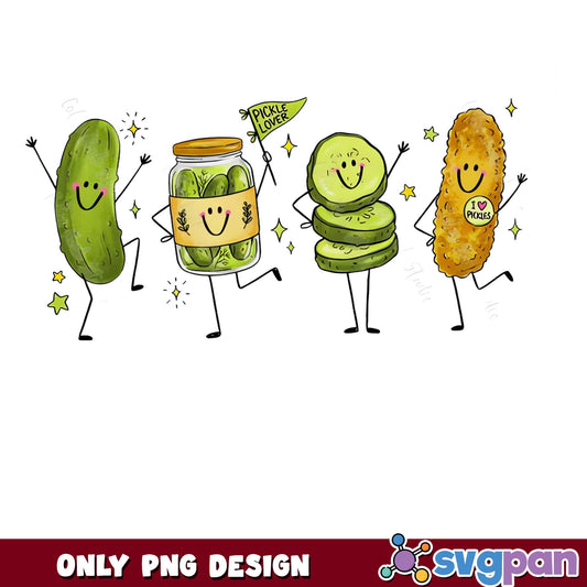 Cute Pickle Lover PNG, Funny Pickle Characters PNG, I Love Pickles PNG