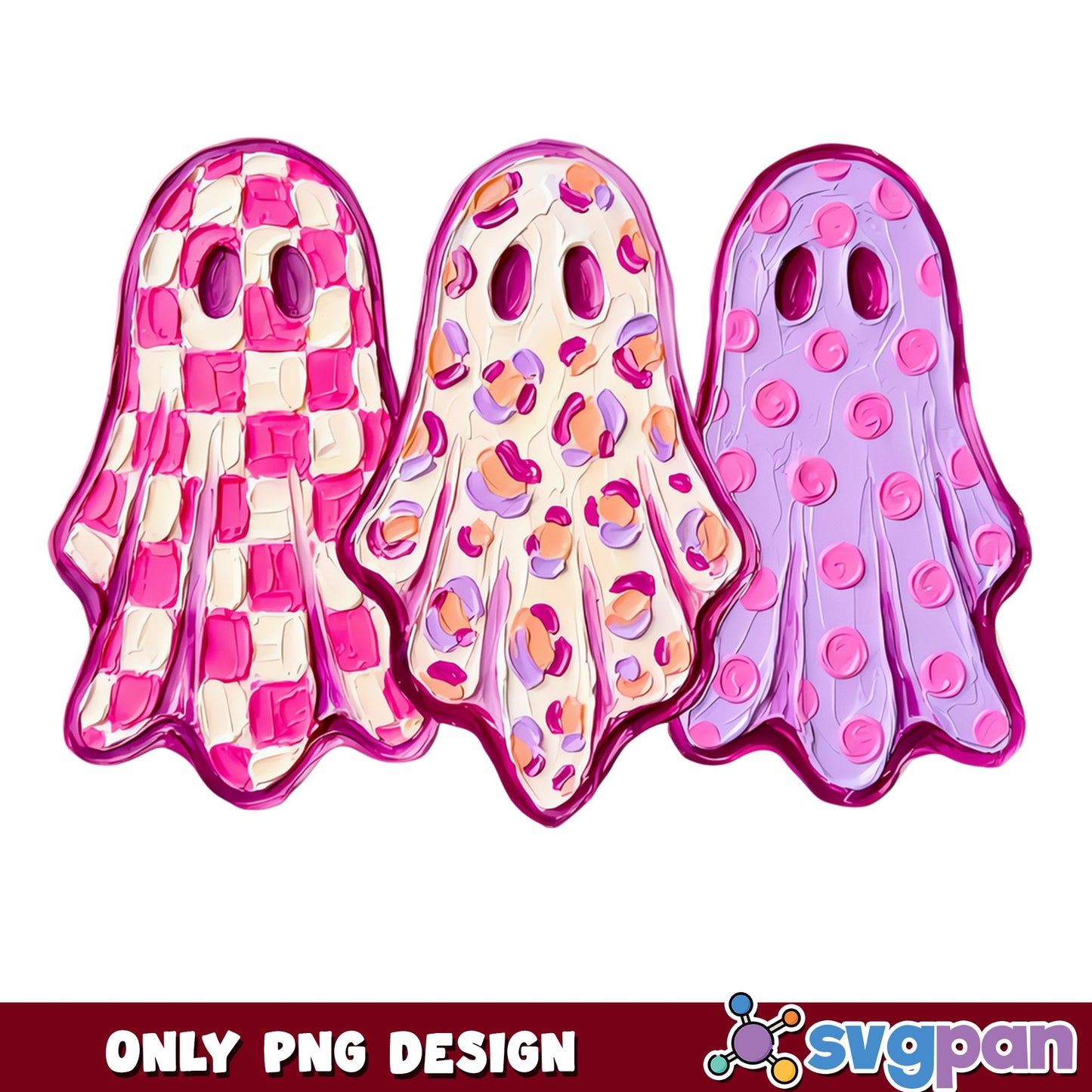 Cute Pink Ghost Halloween PNG, Groovy Ghost Clipart, Halloween PNG