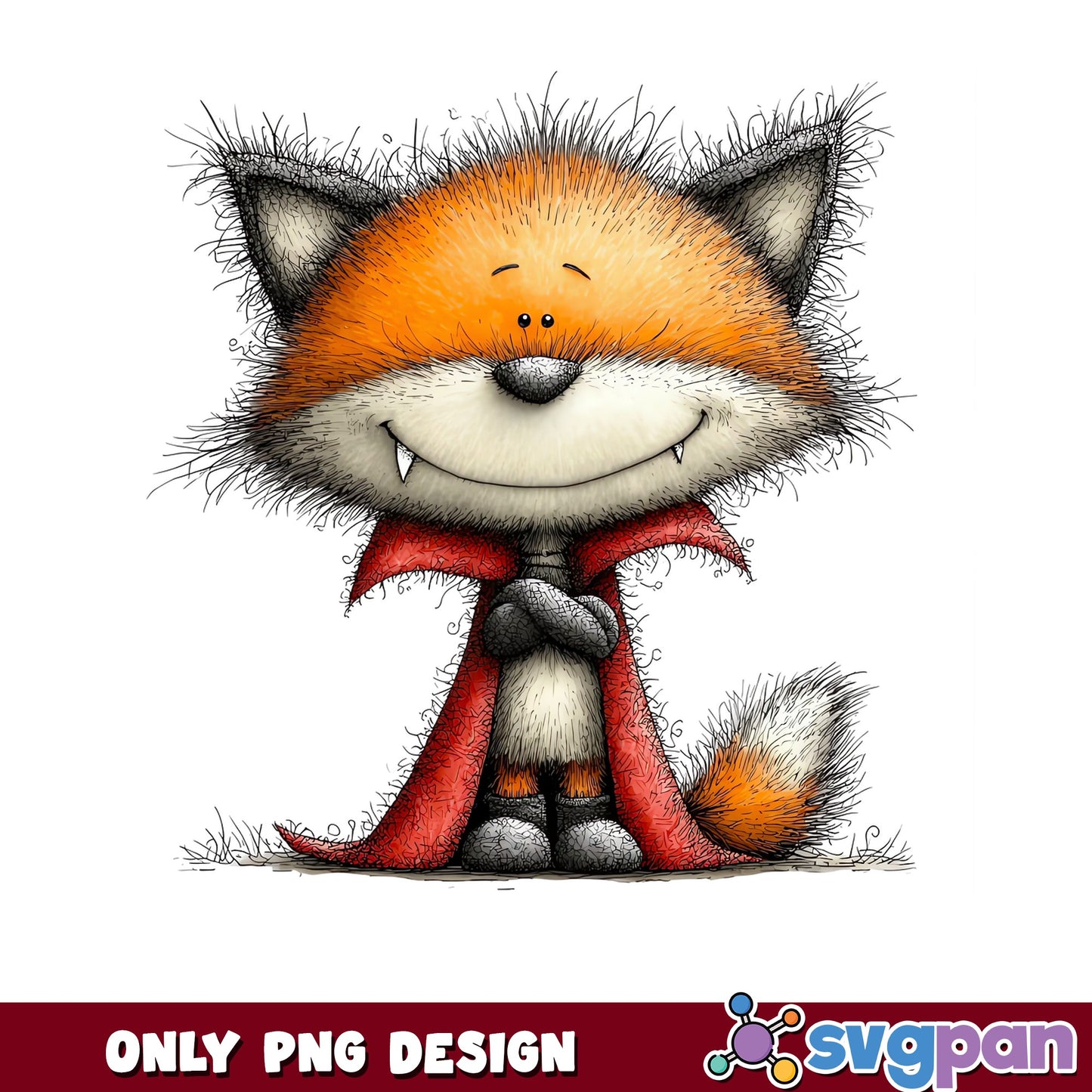 Cute Vampire Fox Halloween PNG, Funny Fox Clipart, Halloween PNG