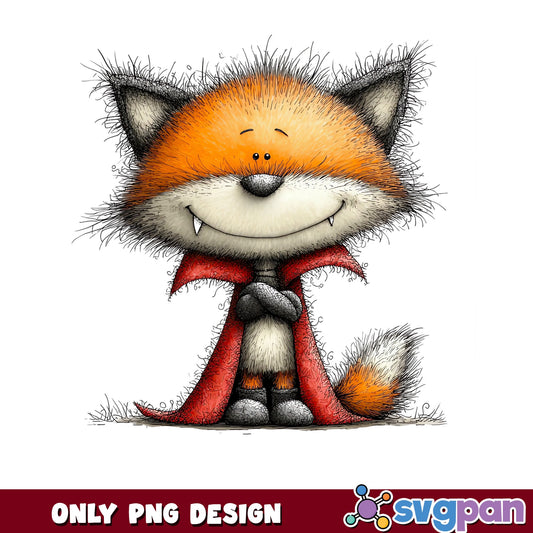 Cute Vampire Fox Halloween PNG, Funny Fox Clipart, Halloween PNG