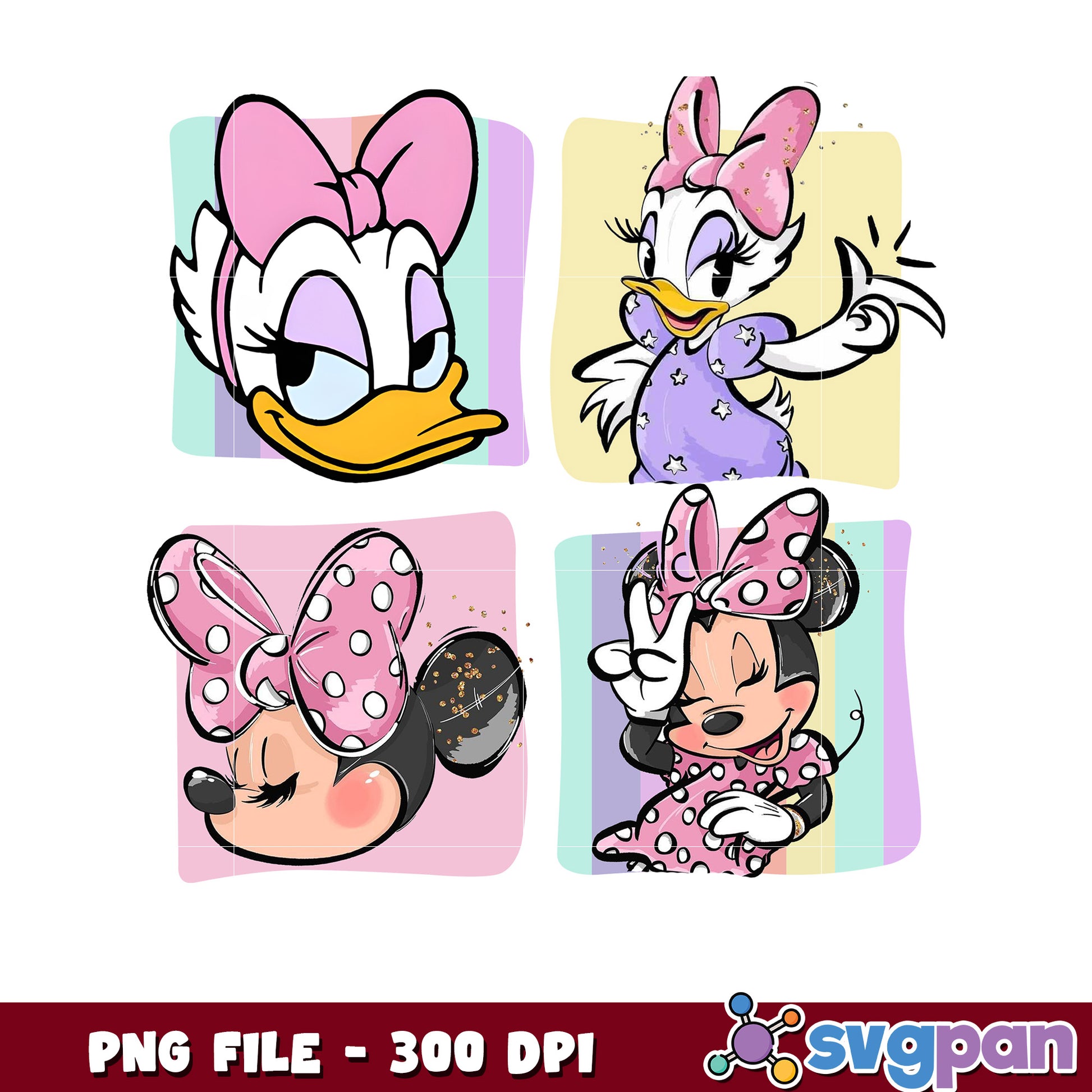 Cute and lovely daisy and minnie png, disney characters png, disney cartoon png