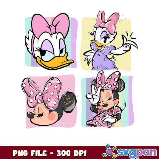 Cute and lovely daisy and minnie png, disney characters png, disney cartoon png