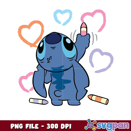 Cute blue character drawing joins hearts, ideal for projects