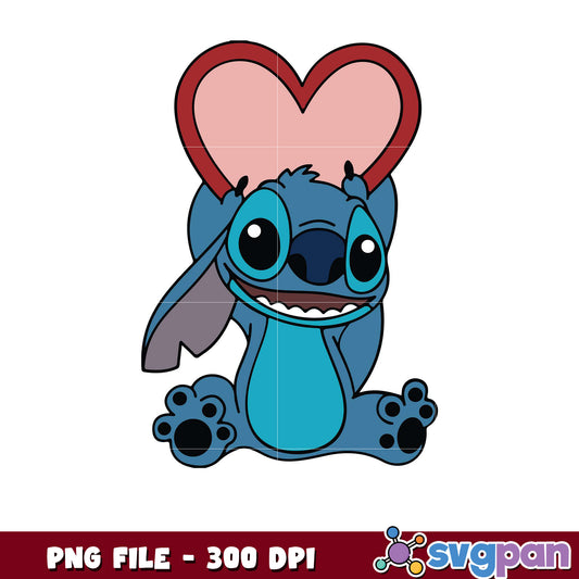 Cute blue character with heart, high quality PNG file 300 DPI