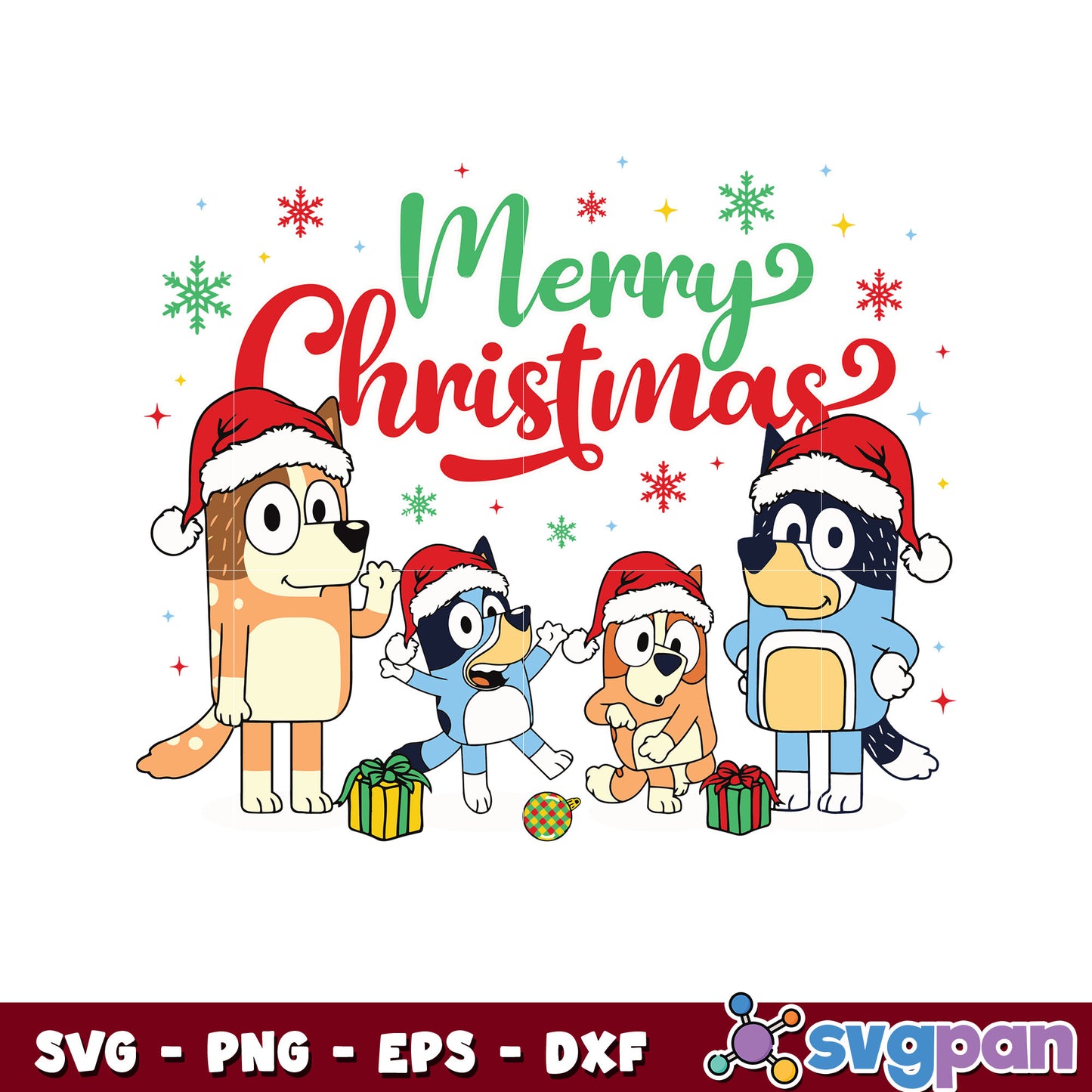 Cute bluey merry christmas santa vibe svg, bluey family svg, christmas svg