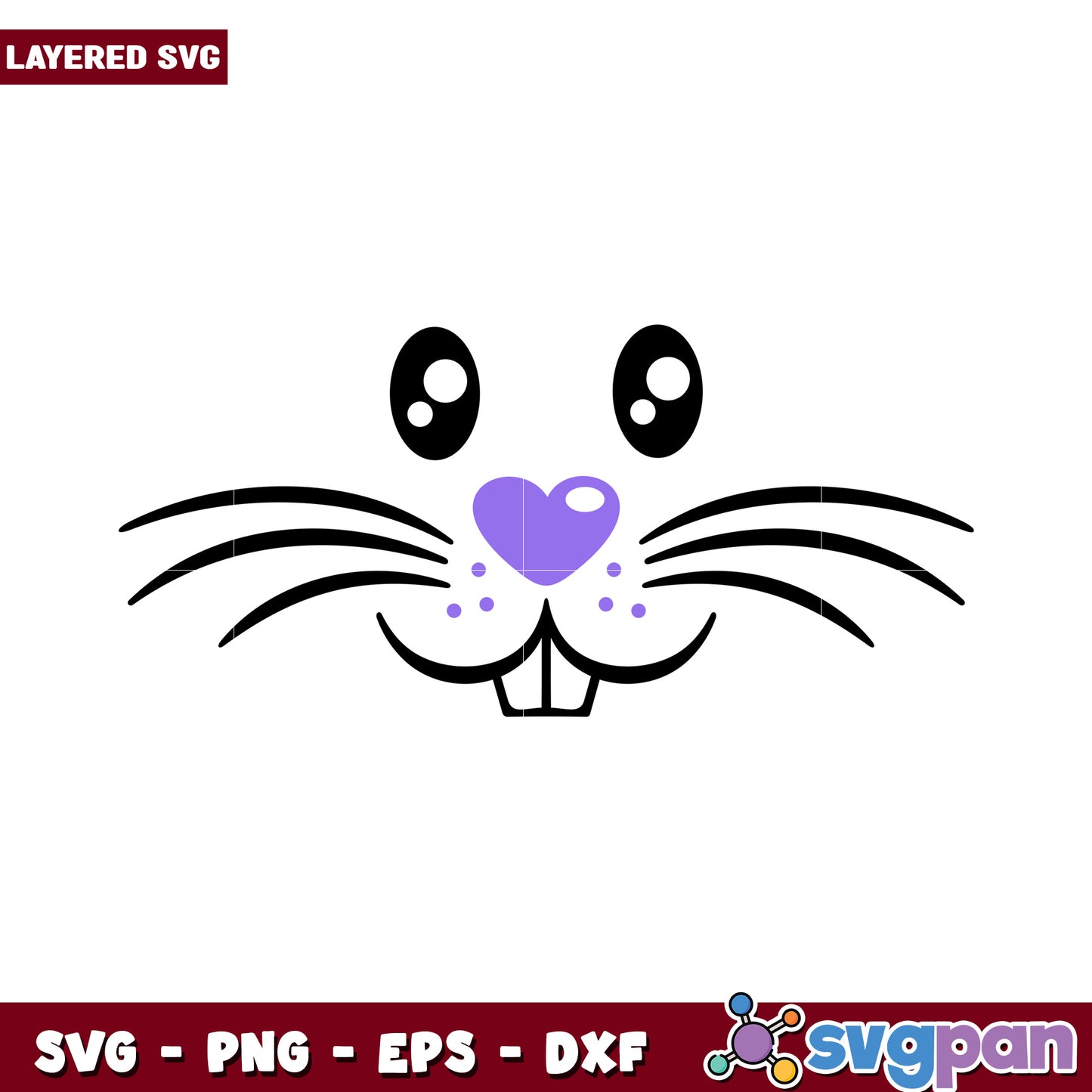 Cute bunny face SVG design, perfect for DIY crafting projects