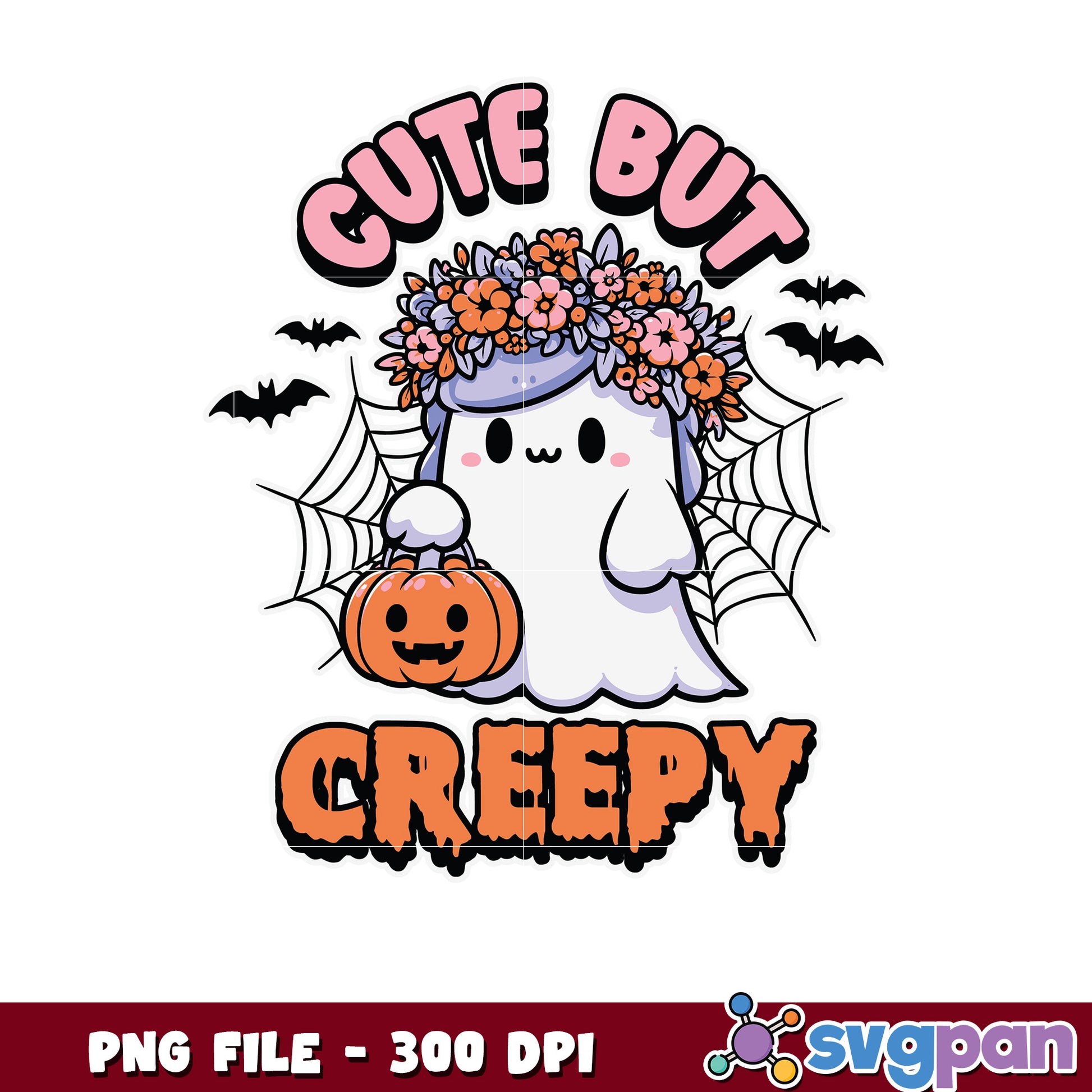 Cute but creepy png, trick or treat png, spooky halloween png
