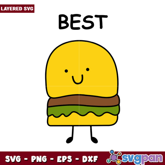 Cute cartoon burger illustration, perfect for fun designs and more