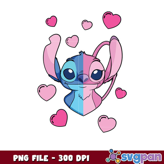 Cute cartoon character with hearts, fun PNG design idea
