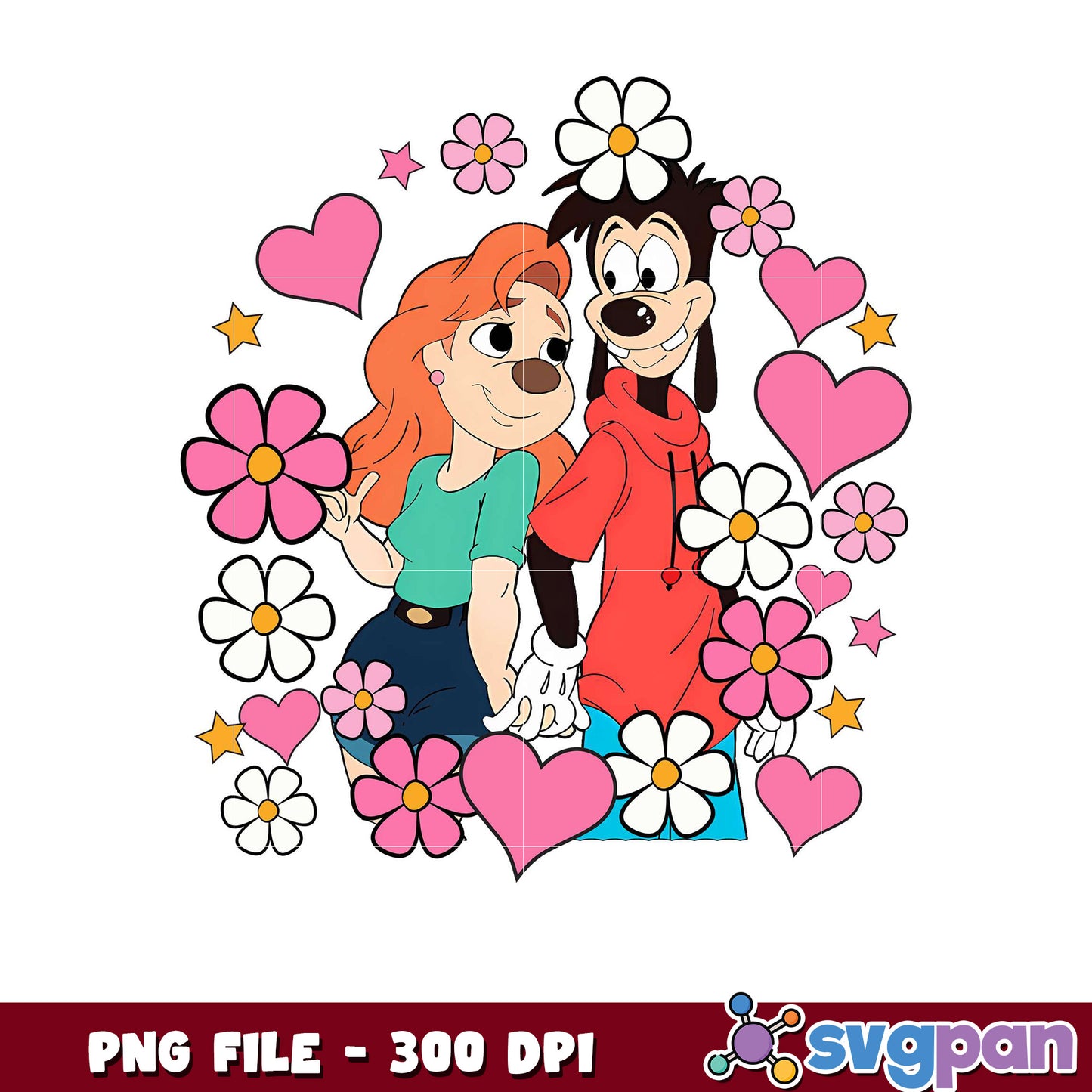 Cute cartoon couple with flowers, perfect for decor ideas
