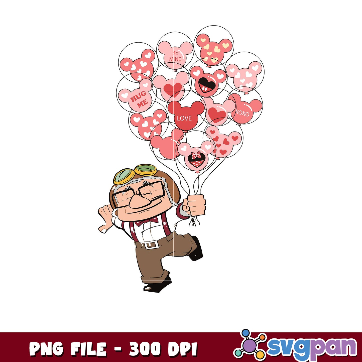 Cute character with love balloons, perfect 