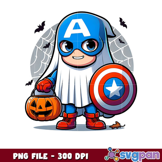 Cute chibi captain america png, spooky characters png, avengers halloween​​ ​png