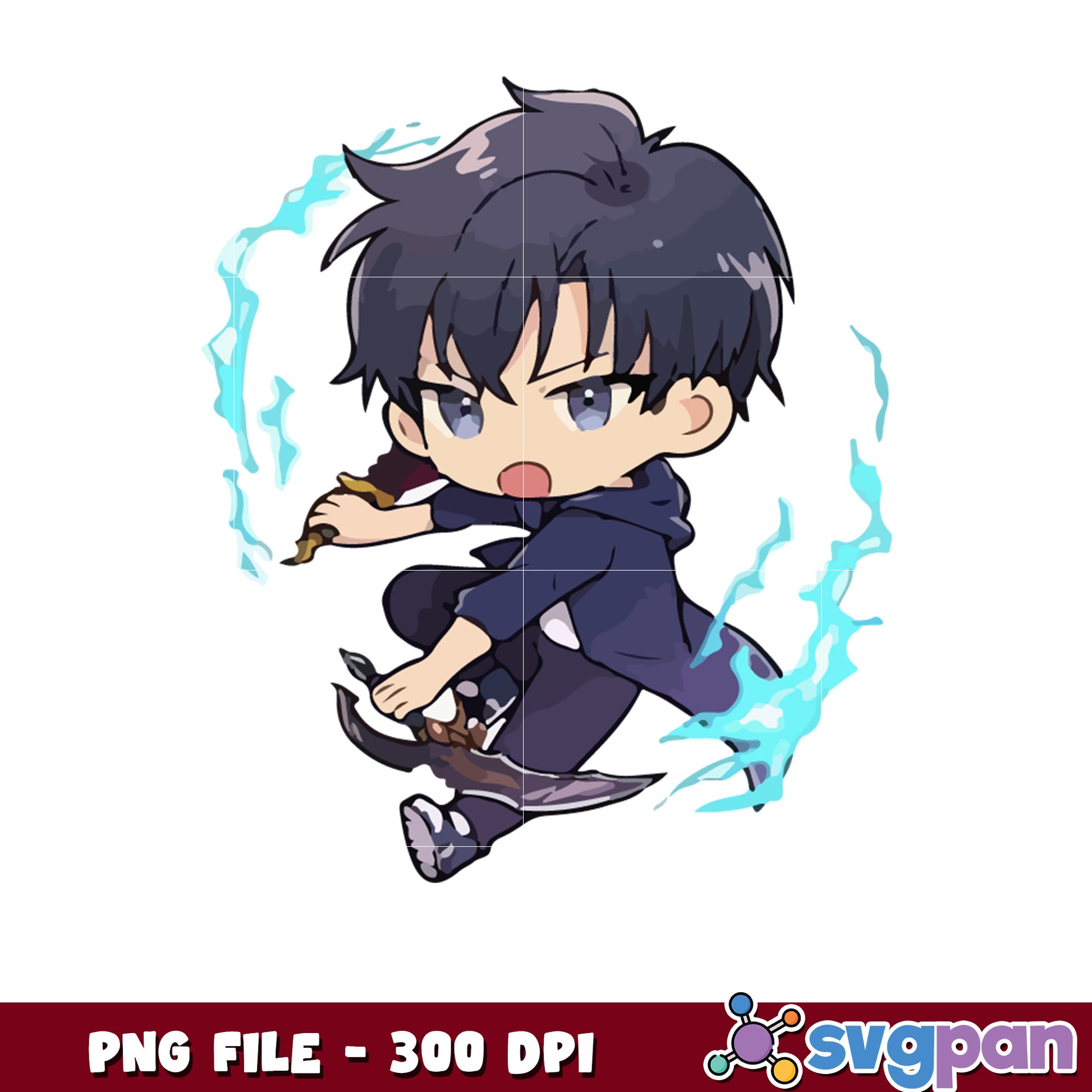 Cute chibi jinwoo png, shadow monarch​​ png, solo leveling anime png