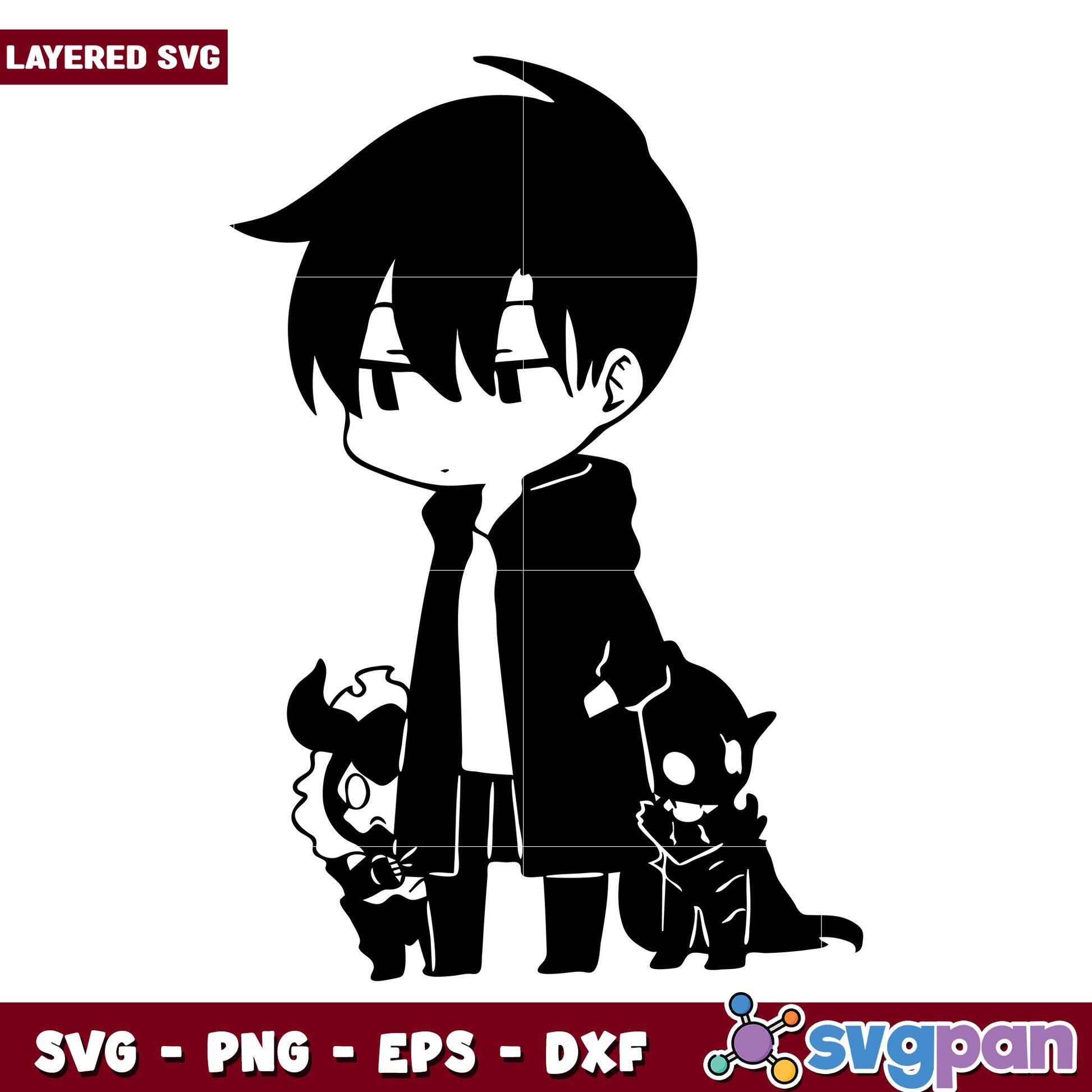 Cute chibi jinwwo svg, sung jin woo svg, manhwa anime style svg