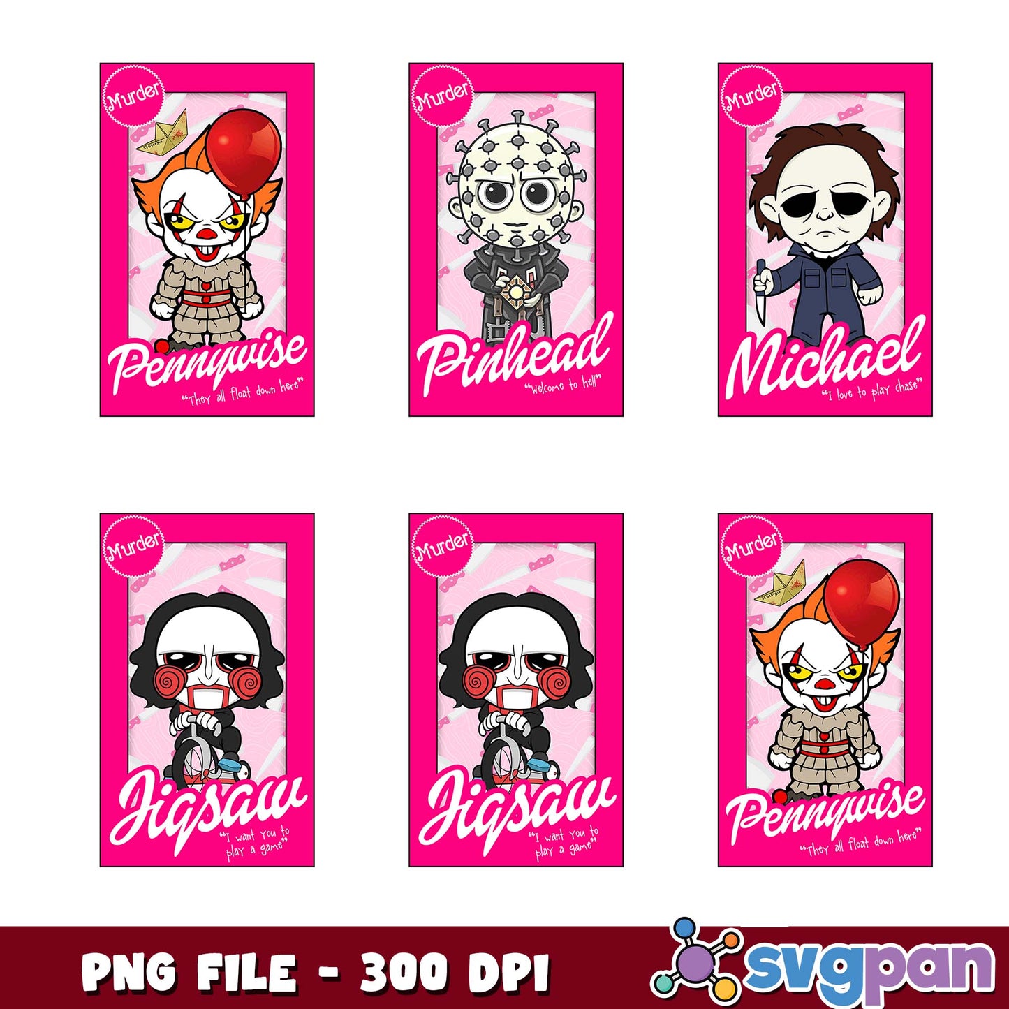 Cute chibi killer png bundle