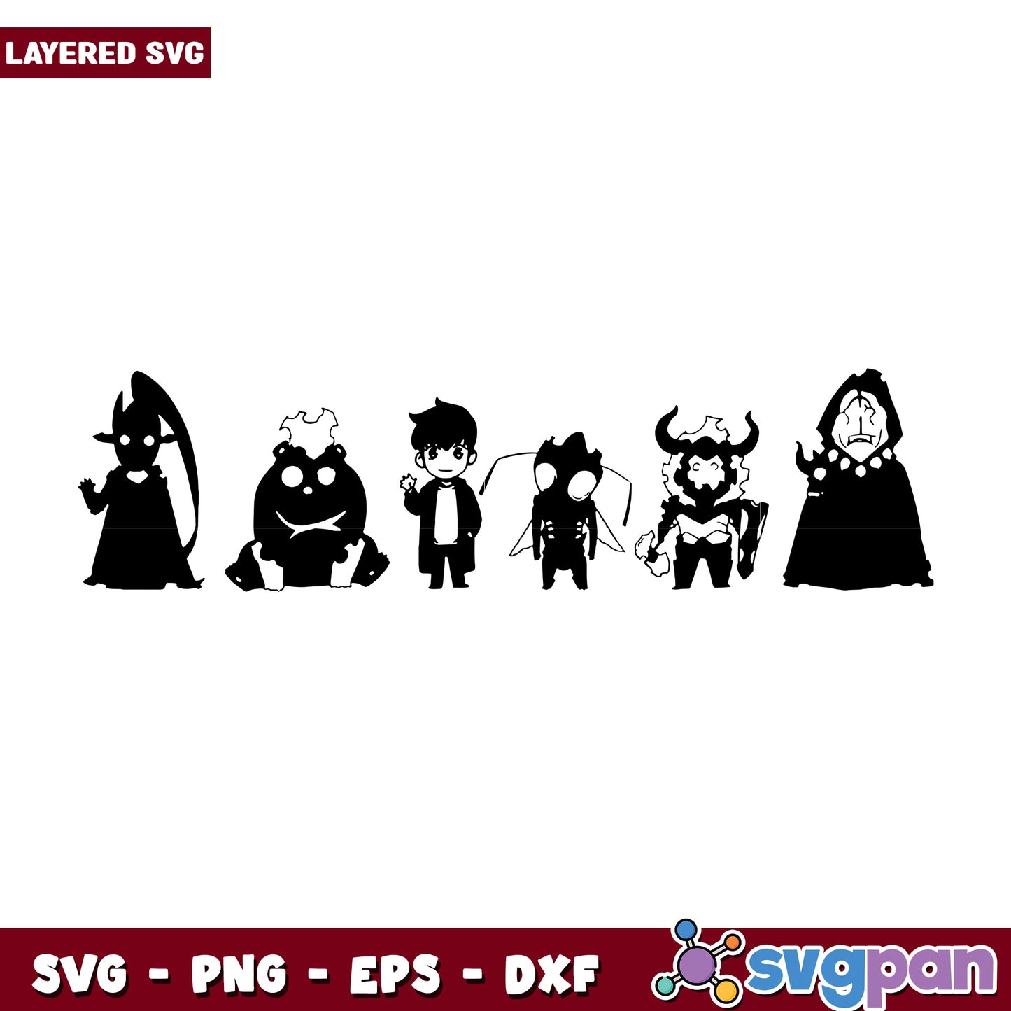 Cute chibi shadow general design svg, sung jin woo svg, solo leveling svg