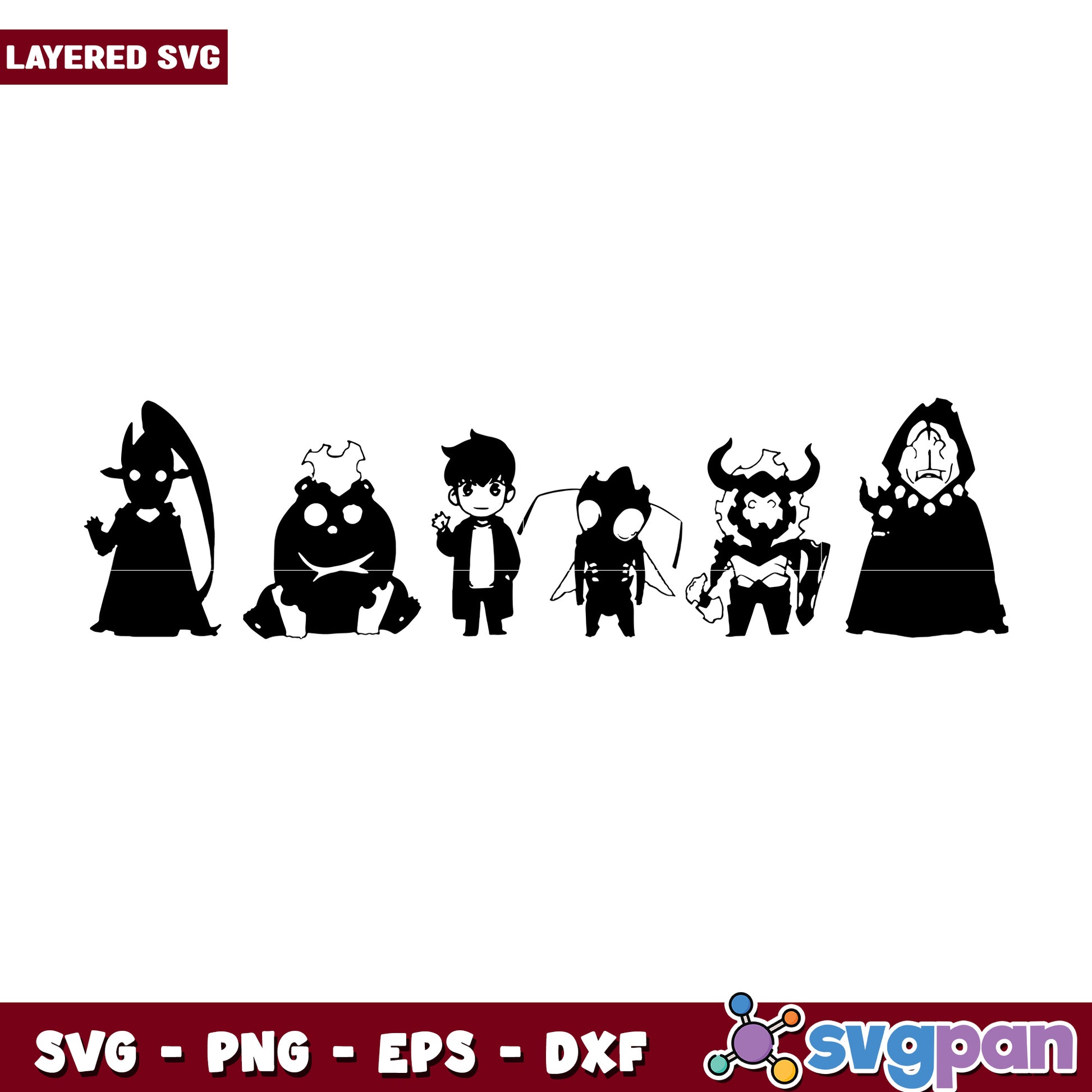 Cute chibi shadow general design svg, sung jin woo svg, solo leveling svg