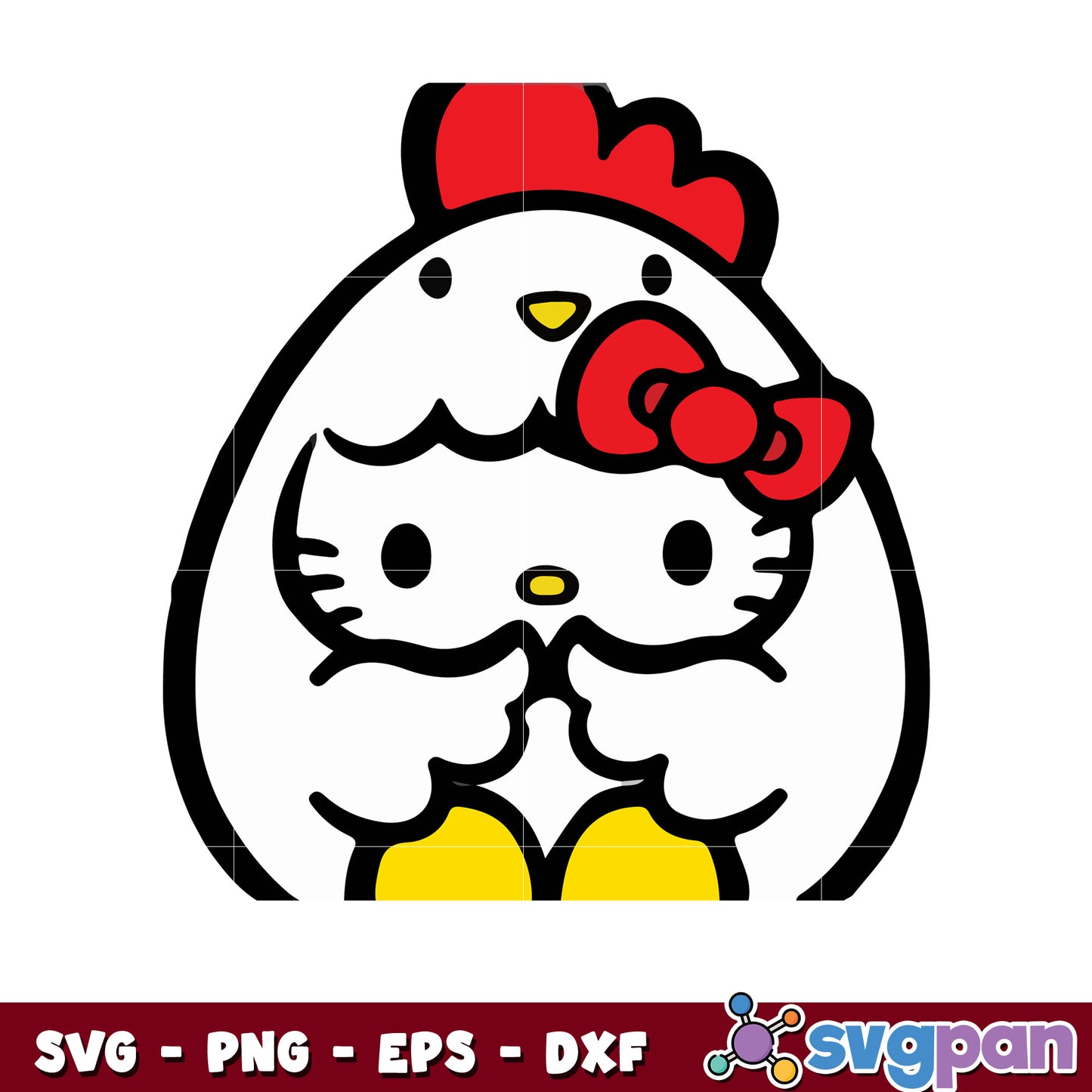 Cute chicken hello kitty design svg, sanrio hello kitty svg