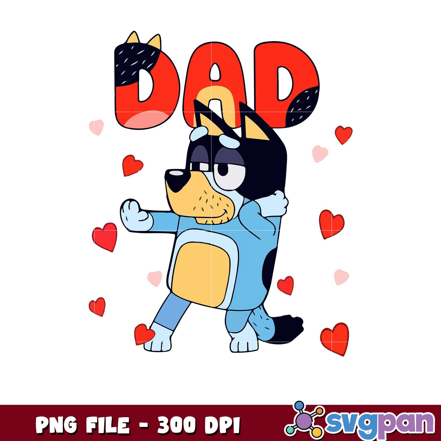 Cute dog character for dad, perfect for gifts or decor