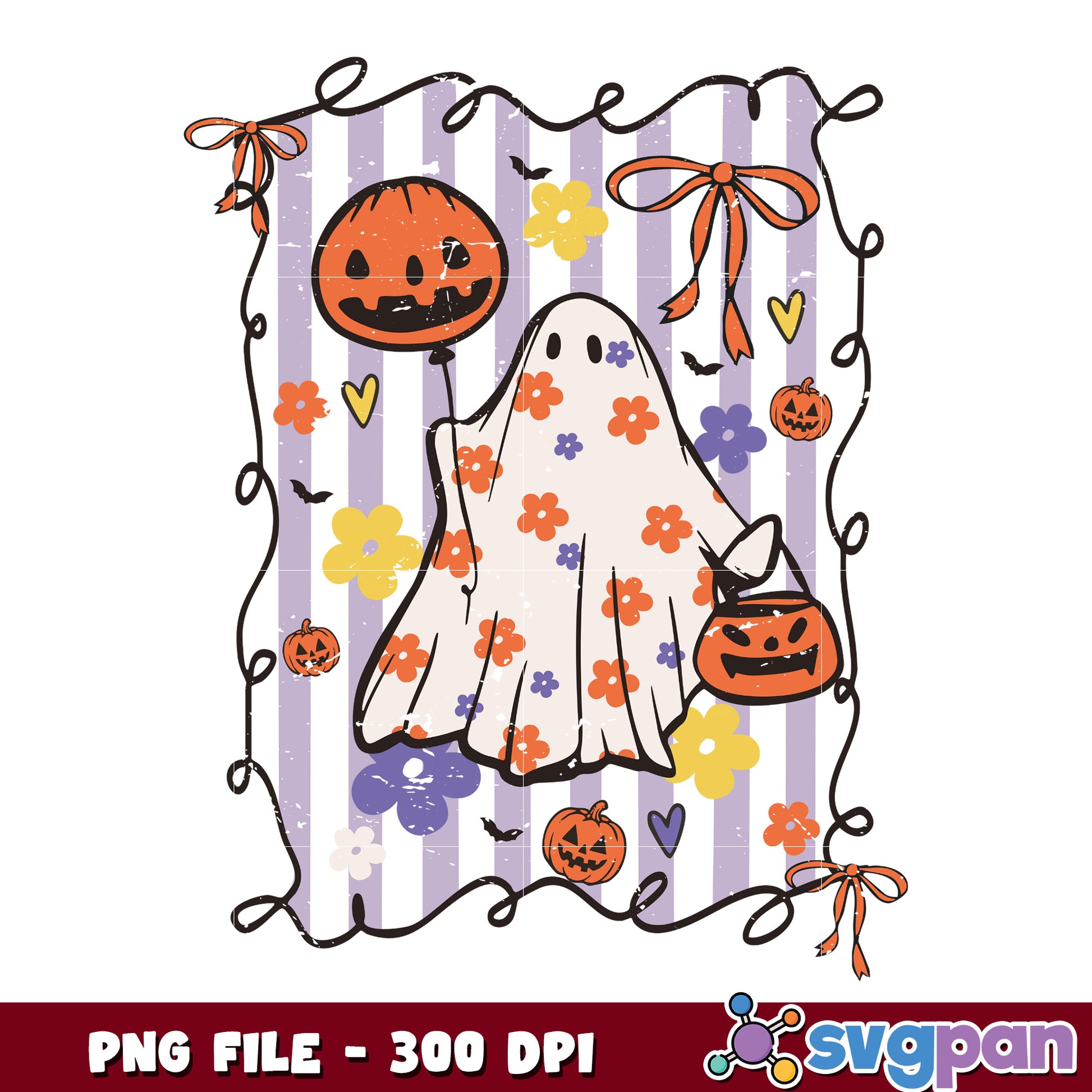 Cute ghost halloween png, halloween candy png, trick or treat png