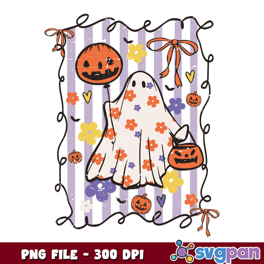 Cute ghost halloween png, halloween candy png, trick or treat png