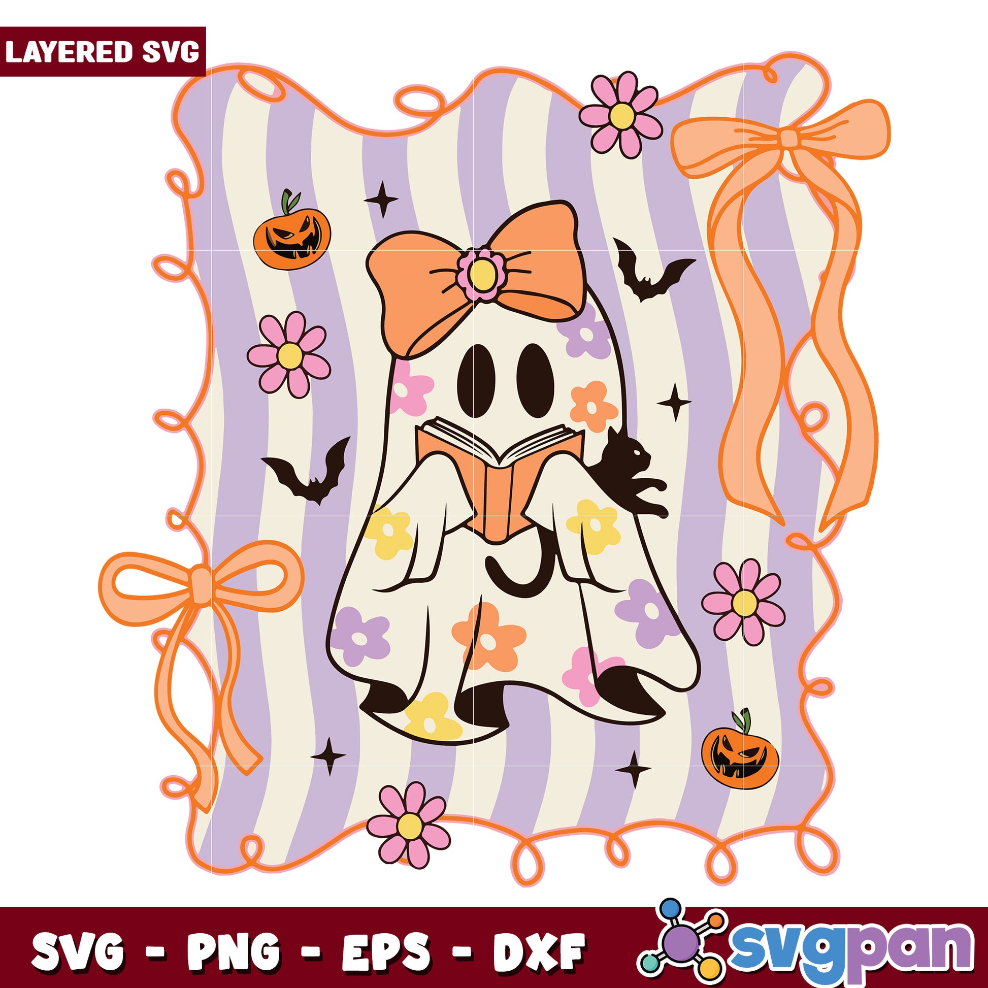 Cute ghost halloween svg, spooky season svg, halloween vacation svg