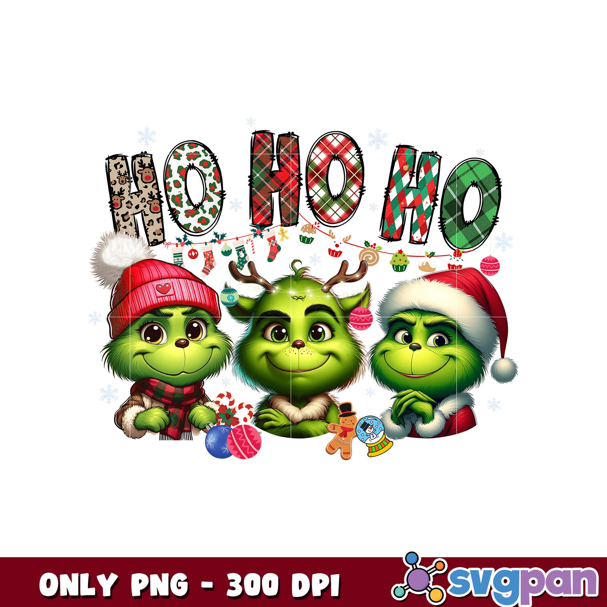 Cute grinch ho ho ho christmas design png