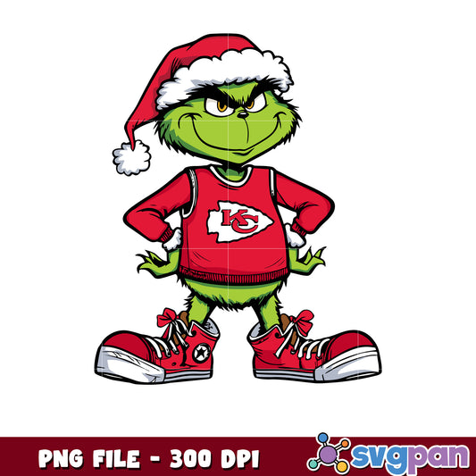 Cute grinch kansas city chiefs design png, ginch nfl png, super bowl 2025 png