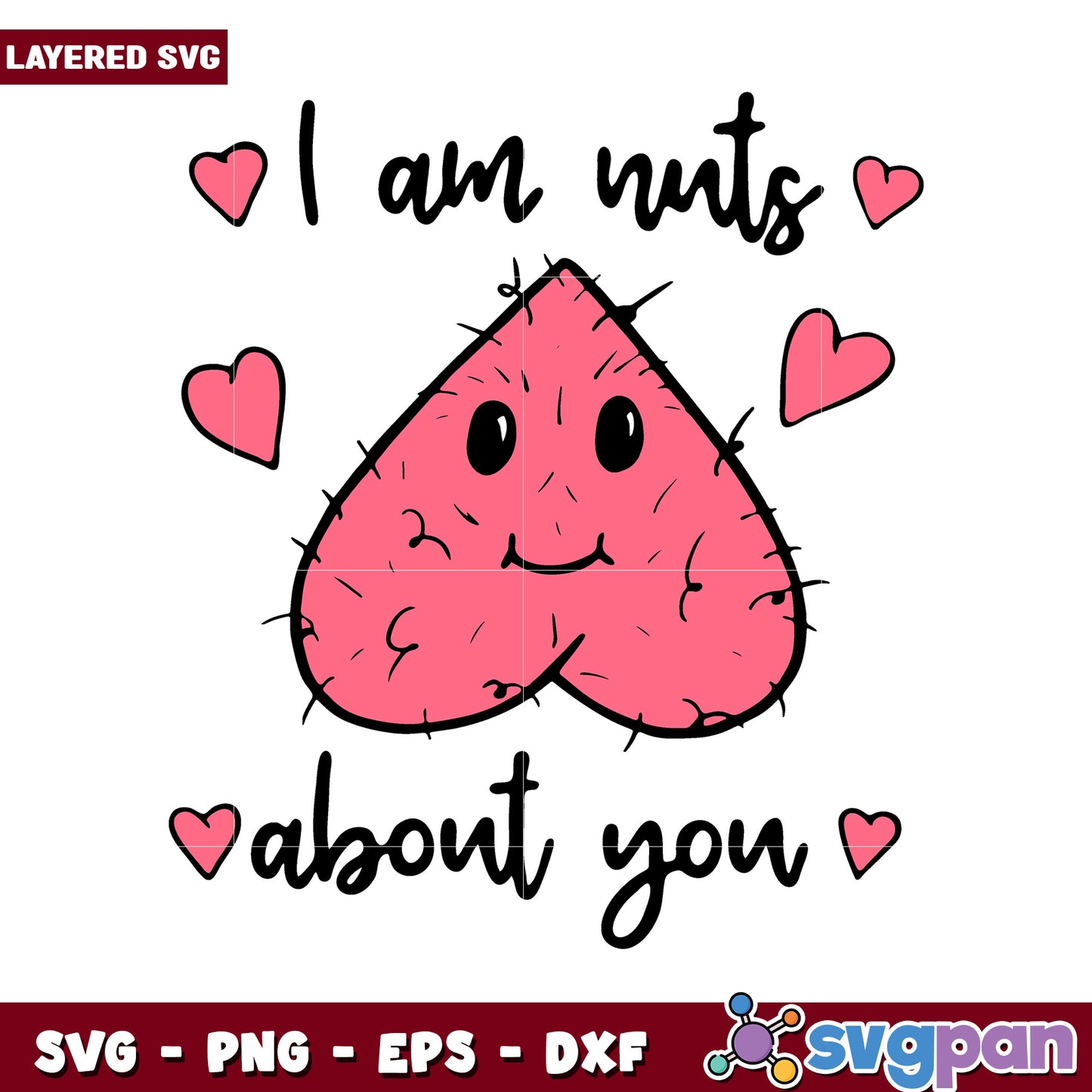 Cute heart character design, I am nuts about you SVG file