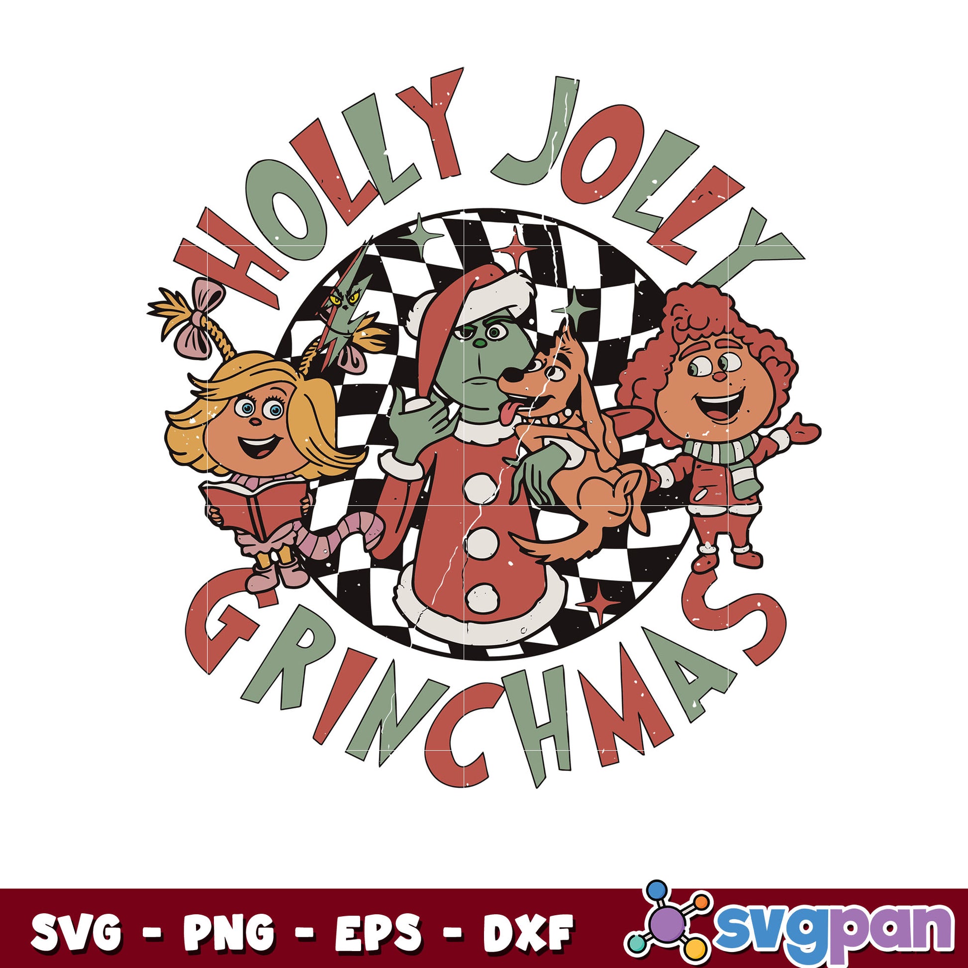 Cute holly jolly grinchmas friends svg