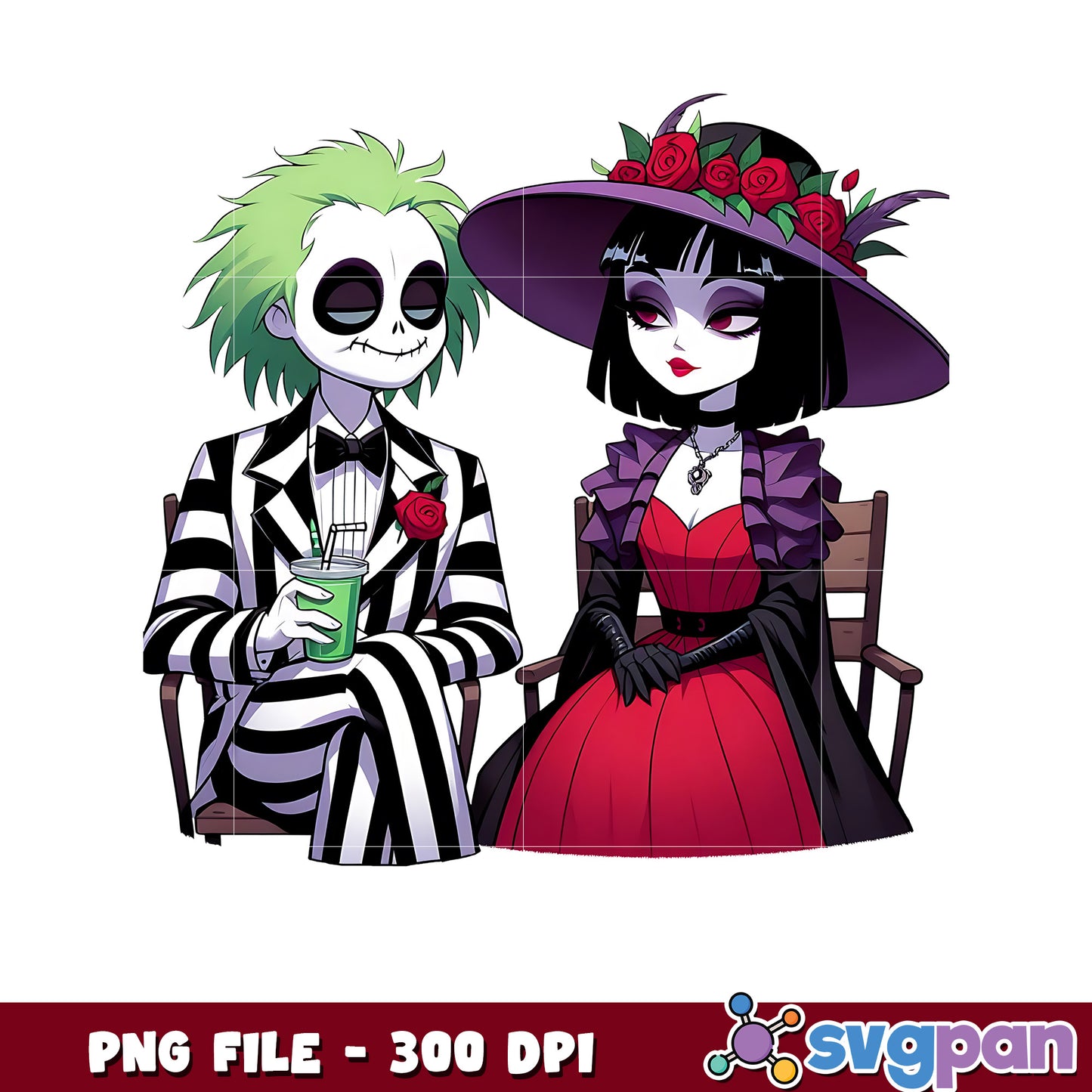 Cute joker couple png, horror movie characters png, halloween movies png